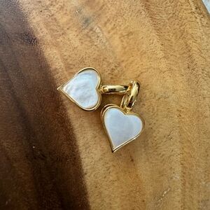 never worn mop / onyx gold plated hearts Huggies earrings.